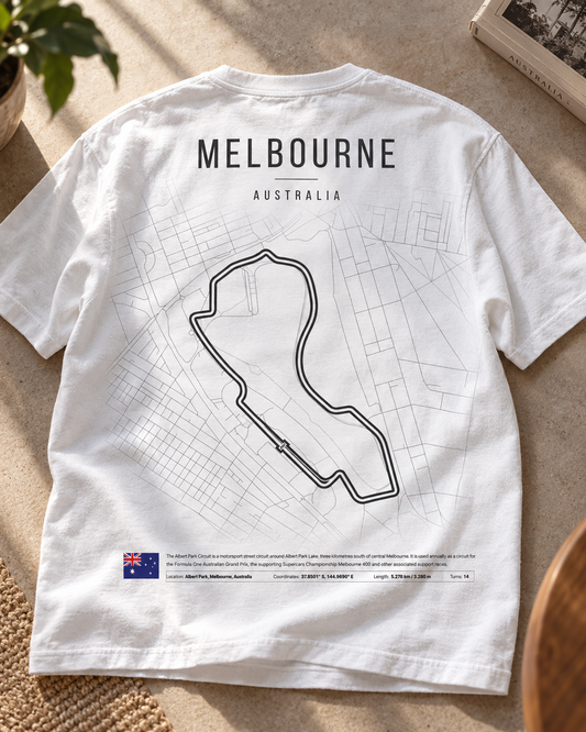 Camiseta PITWALL con el trazado del Albert Park Circuit de Melbourne