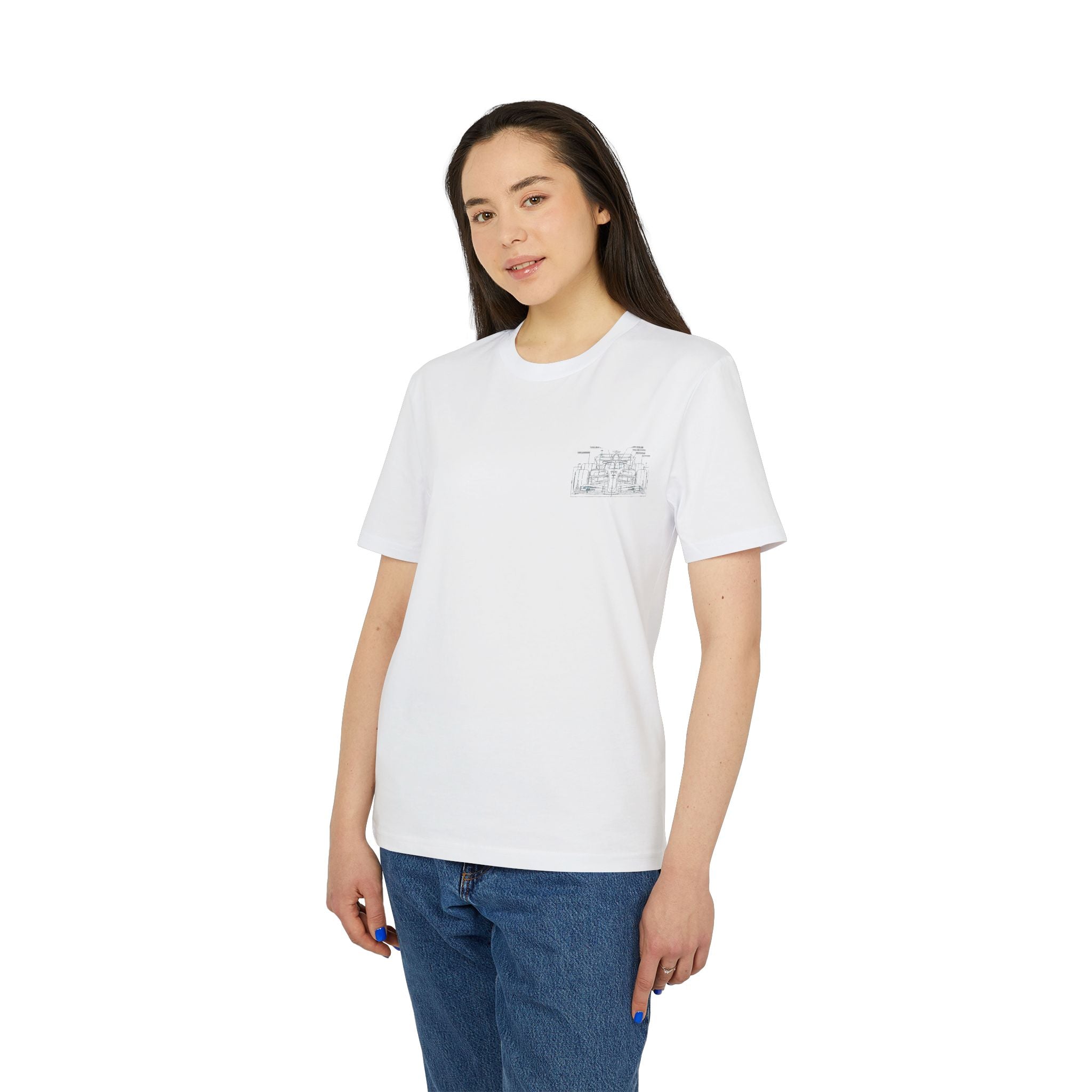 Kids T‑Shirt with Minimal Car Blueprint Design