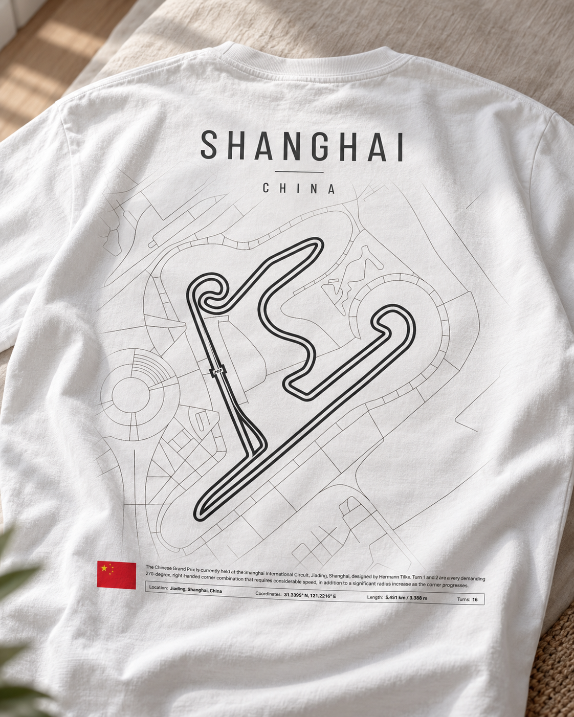 Camiseta PITWALL con el trazado del Shanghai International Circuit