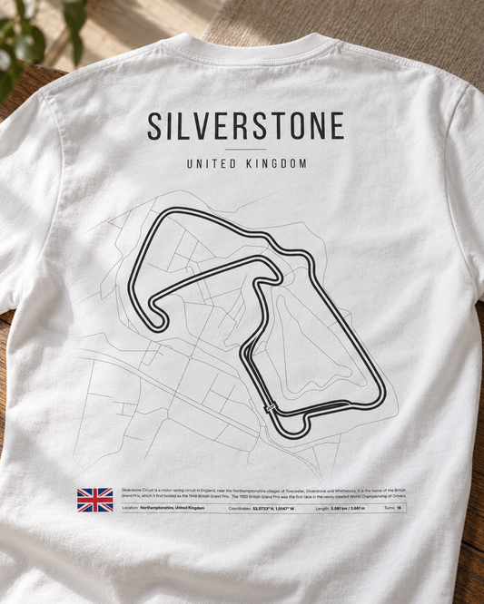 Camiseta PITWALL con el trazado del circuito de Silverstone