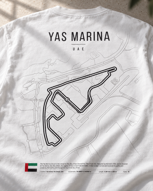 Camiseta PITWALL con el trazado del Yas Marina Circuit