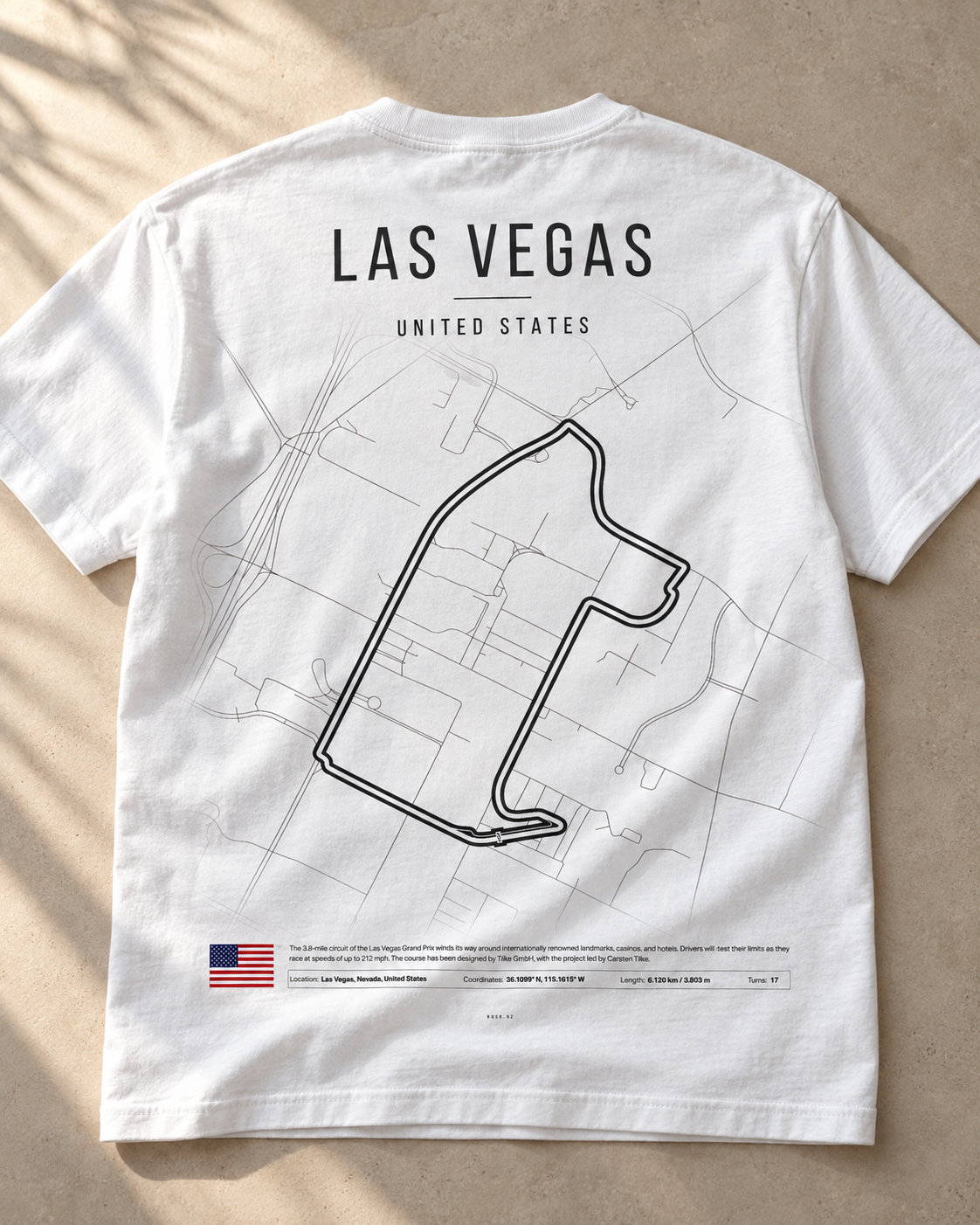 Camiseta PITWALL con el trazado del Las Vegas Strip Circuit