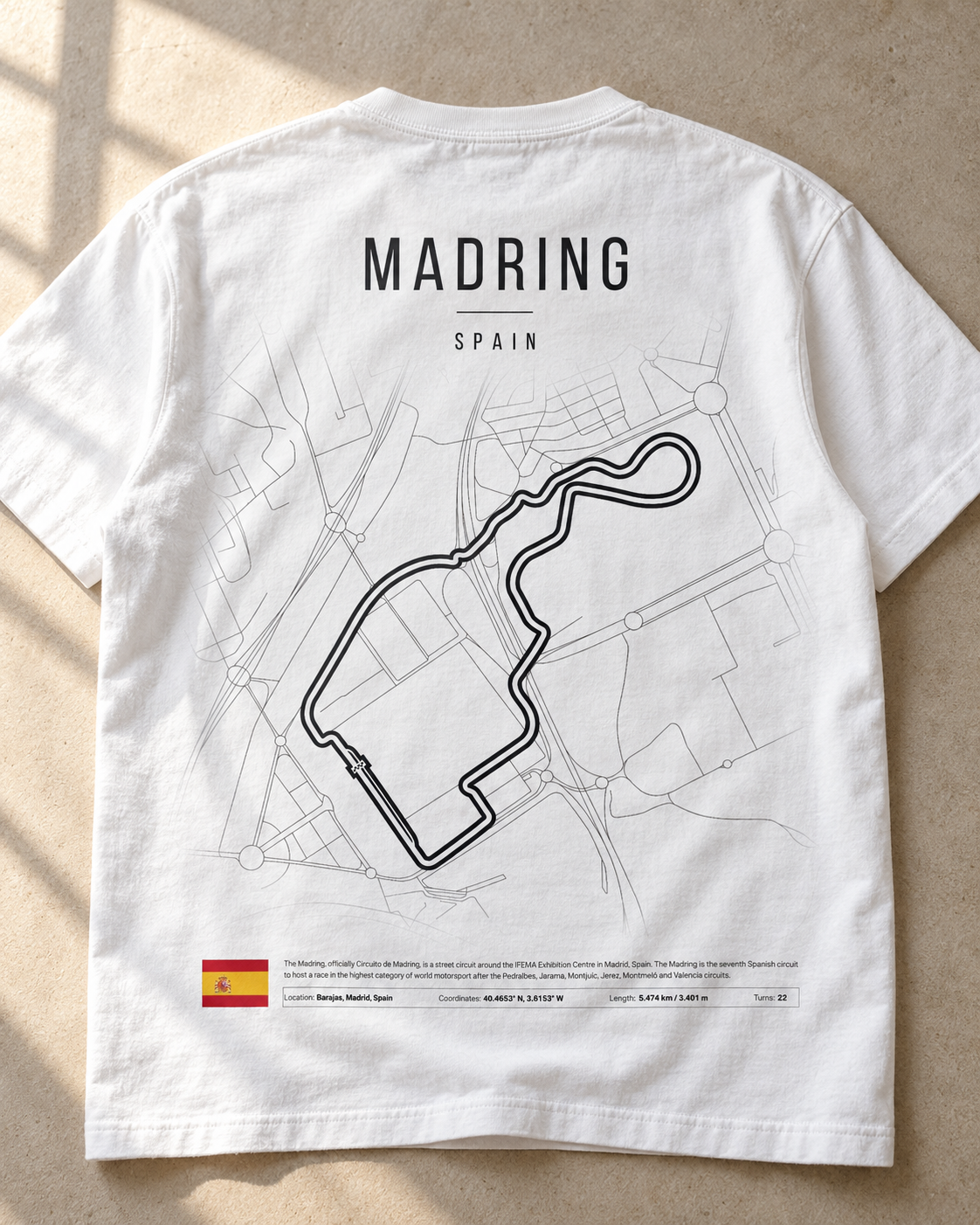 Camiseta PITWALL con el trazado del circuito Madring de Madrid
