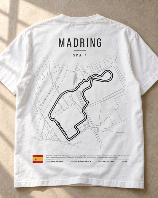 Camiseta PITWALL con el trazado del circuito Madring de Madrid