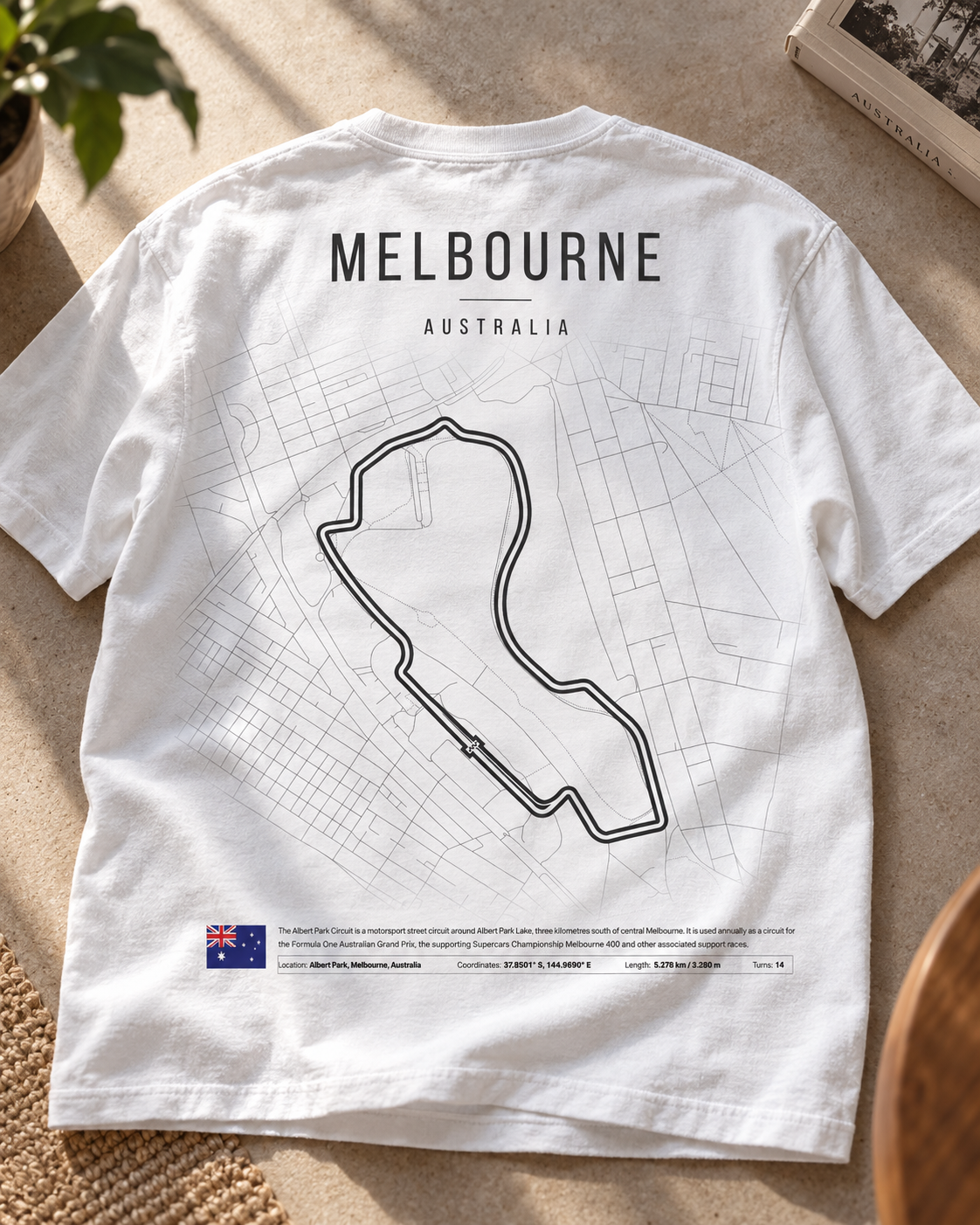 Camiseta PITWALL con el trazado del Albert Park Circuit de Melbourne
